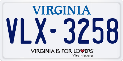 VA license plate VLX3258