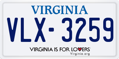 VA license plate VLX3259