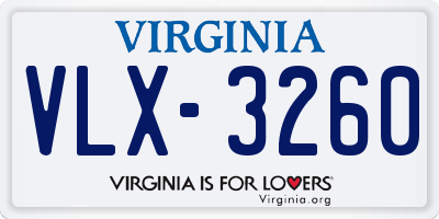 VA license plate VLX3260