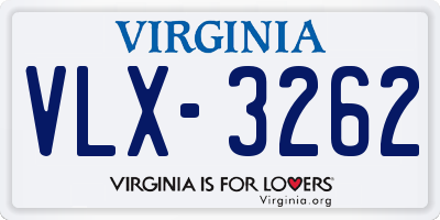 VA license plate VLX3262