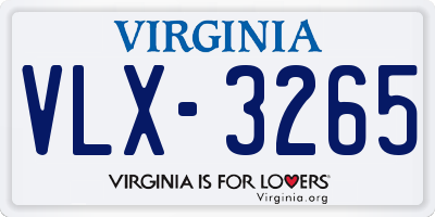 VA license plate VLX3265