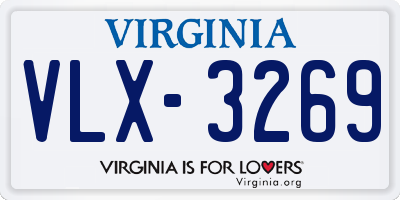 VA license plate VLX3269