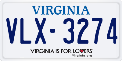 VA license plate VLX3274