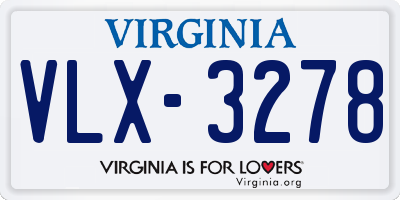 VA license plate VLX3278