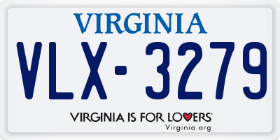 VA license plate VLX3279