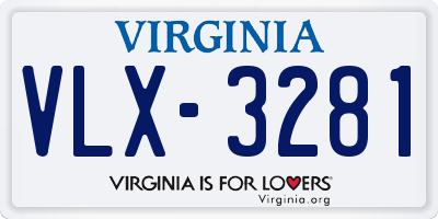 VA license plate VLX3281