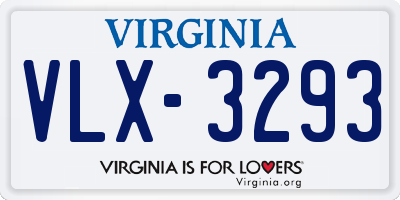 VA license plate VLX3293