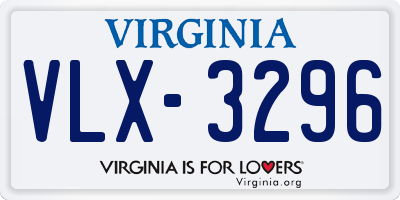 VA license plate VLX3296