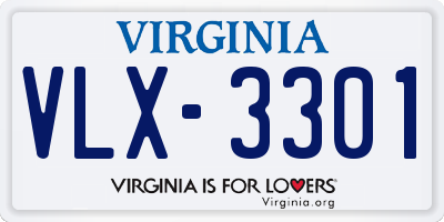 VA license plate VLX3301