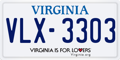 VA license plate VLX3303