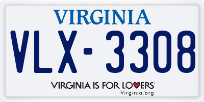 VA license plate VLX3308