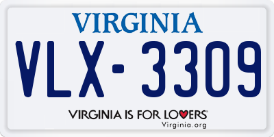 VA license plate VLX3309