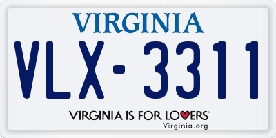 VA license plate VLX3311