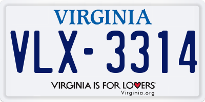 VA license plate VLX3314