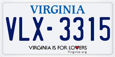 VA license plate VLX3315