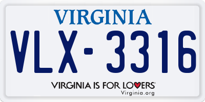 VA license plate VLX3316