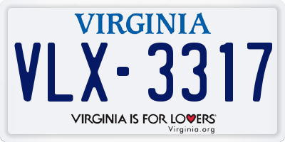 VA license plate VLX3317