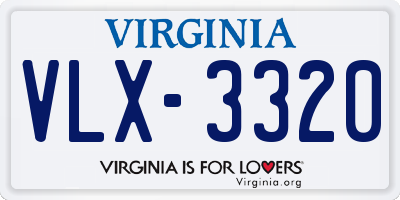 VA license plate VLX3320