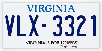 VA license plate VLX3321