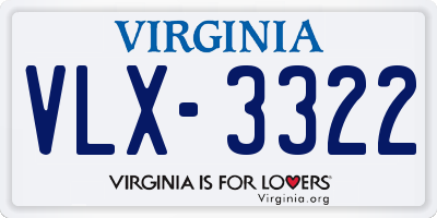 VA license plate VLX3322