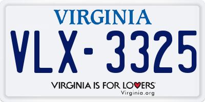 VA license plate VLX3325