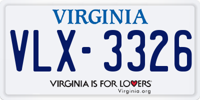 VA license plate VLX3326