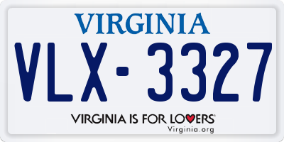 VA license plate VLX3327