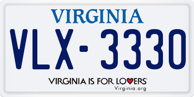 VA license plate VLX3330