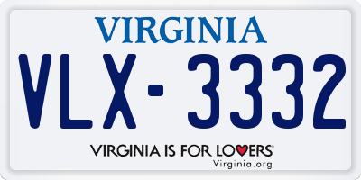 VA license plate VLX3332