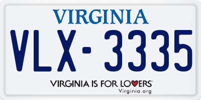 VA license plate VLX3335