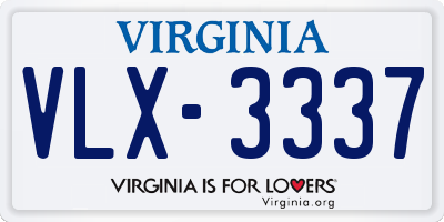 VA license plate VLX3337