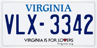 VA license plate VLX3342