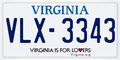 VA license plate VLX3343