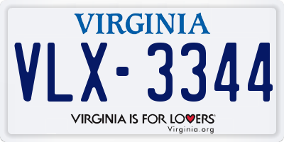 VA license plate VLX3344