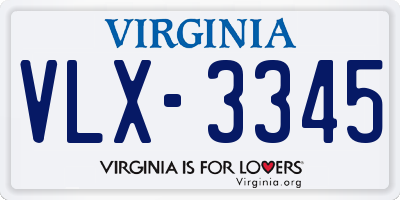 VA license plate VLX3345