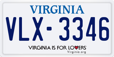 VA license plate VLX3346