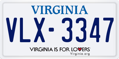 VA license plate VLX3347