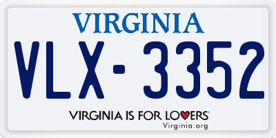 VA license plate VLX3352