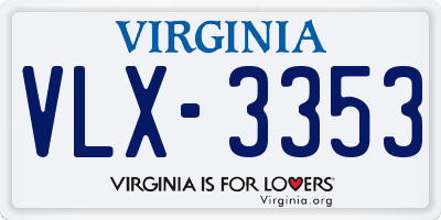 VA license plate VLX3353