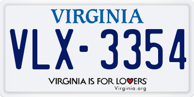 VA license plate VLX3354