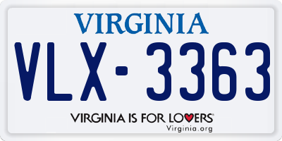 VA license plate VLX3363