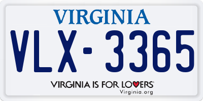 VA license plate VLX3365