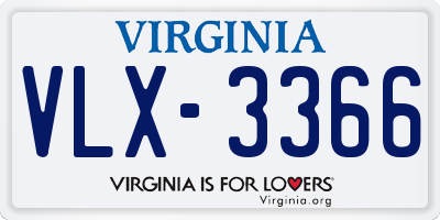 VA license plate VLX3366