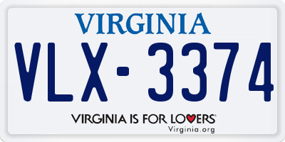 VA license plate VLX3374