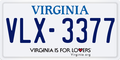 VA license plate VLX3377