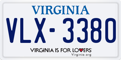 VA license plate VLX3380