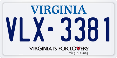 VA license plate VLX3381