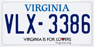 VA license plate VLX3386