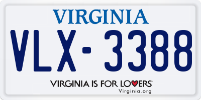 VA license plate VLX3388