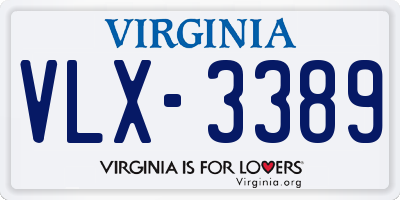 VA license plate VLX3389